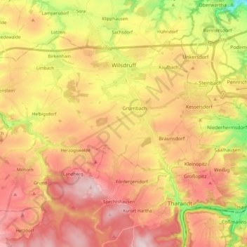 Carte topographique Wilsdruff, altitude, relief