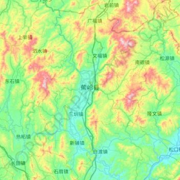 Carte topographique 蕉岭县, altitude, relief