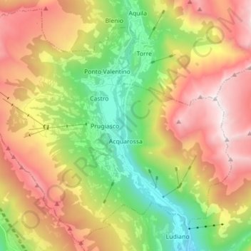 Carte topographique Acquarossa, altitude, relief