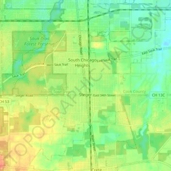 Carte topographique Steger, altitude, relief