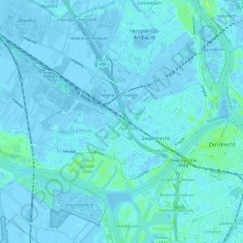 Carte topographique Zwijndrecht, altitude, relief