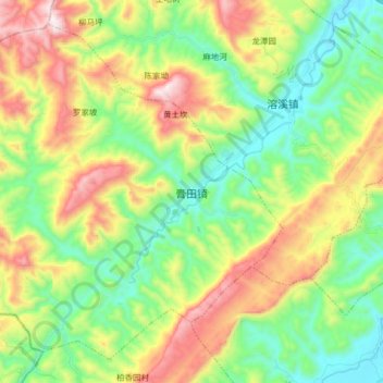Carte topographique 膏田镇, altitude, relief