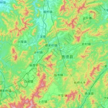 Carte topographique 旌德县, altitude, relief