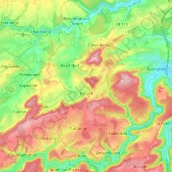 Carte topographique Helperknapp, altitude, relief