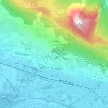 Carte topographique Thyez, altitude, relief