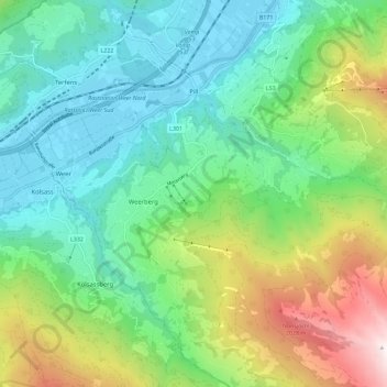 Carte topographique Pill, altitude, relief