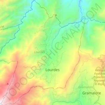 Carte topographique Lourdes, altitude, relief