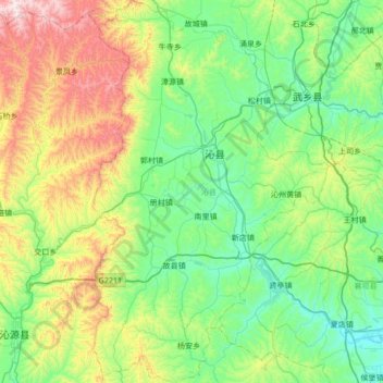 Carte topographique 沁县, altitude, relief