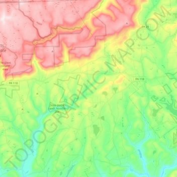 Carte topographique Ross Township, altitude, relief
