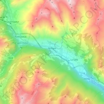 Carte topographique Morgex, altitude, relief