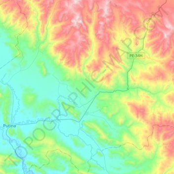 Carte topographique Quilcapuncu, altitude, relief