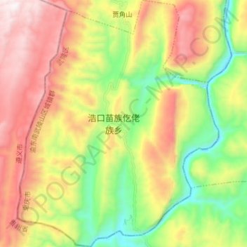 Carte topographique 浩口乡, altitude, relief