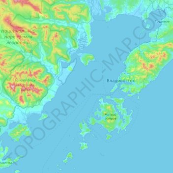 Carte topographique Амурский залив, altitude, relief