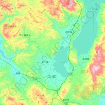 Carte topographique 江川区, altitude, relief