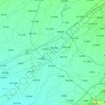 Carte topographique 辽中区, altitude, relief