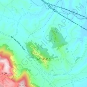 Carte topographique Gavignano, altitude, relief