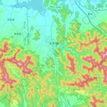 Carte topographique 太华镇, altitude, relief
