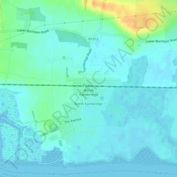 Carte topographique North Fambridge, altitude, relief