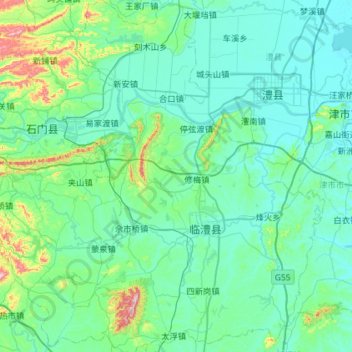 Carte topographique 临澧县, altitude, relief