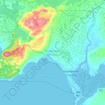 Carte topographique Stephenville Crossing, altitude, relief