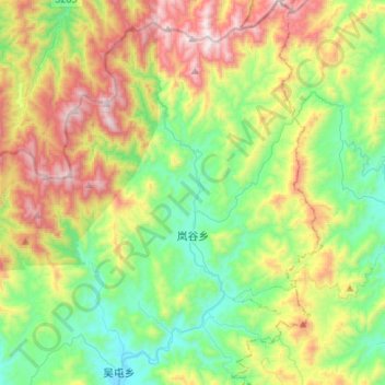 Carte topographique 岚谷乡, altitude, relief