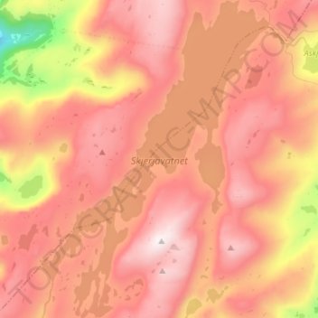 Carte topographique Skjerjavatnet, altitude, relief