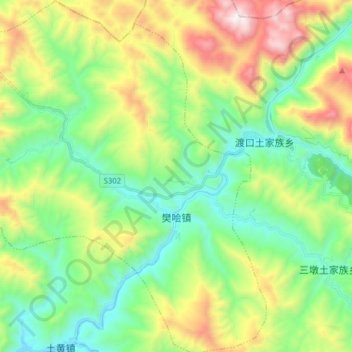 Carte topographique 樊哙, altitude, relief
