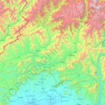 Carte topographique Swat River, altitude, relief