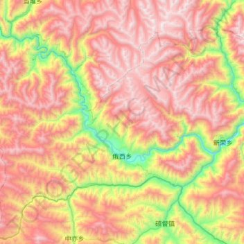 Carte topographique 俄西乡, altitude, relief
