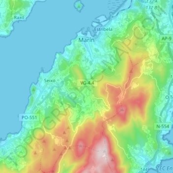 Carte topographique Marín, altitude, relief
