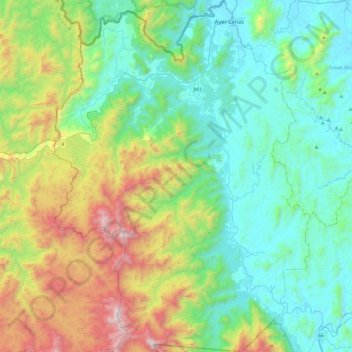 Carte topographique Jeli, altitude, relief