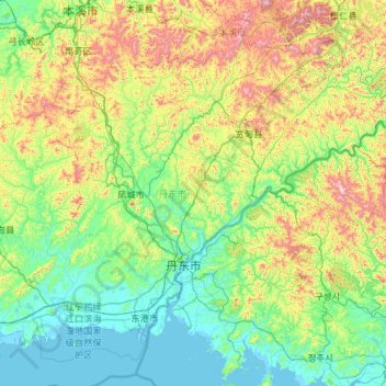 Carte topographique 丹东市, altitude, relief