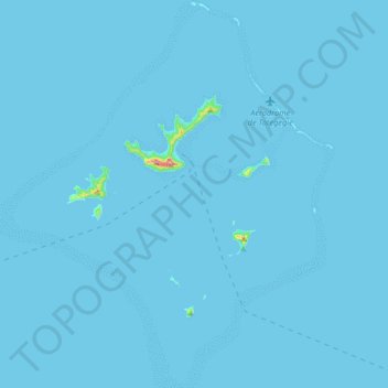 Carte topographique Îles Gambier, altitude, relief