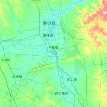 Carte topographique 王桥镇, altitude, relief