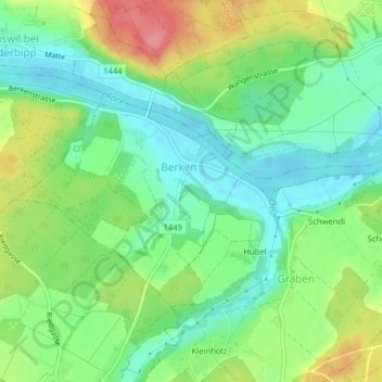 Carte topographique Berken, altitude, relief