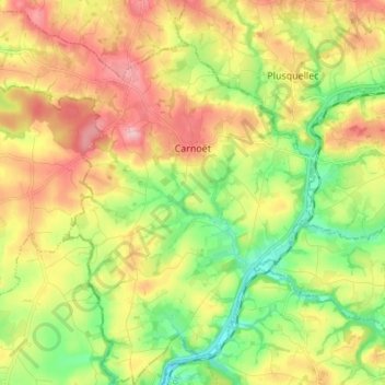 Carte topographique Carnoët, altitude, relief