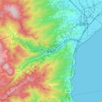 Carte topographique Hakone, altitude, relief