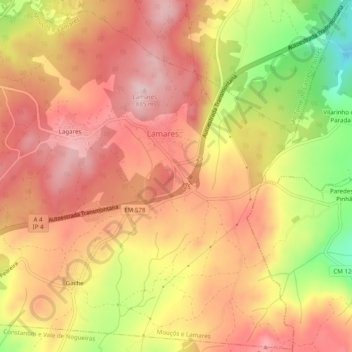 Carte topographique Lamares, altitude, relief