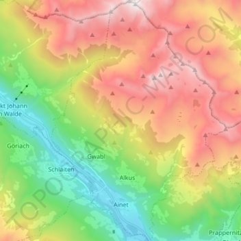 Carte topographique Gemeinde Ainet, altitude, relief