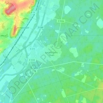 Carte topographique Lacroix-Saint-Ouen, altitude, relief