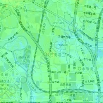 Carte topographique 五块石街道, altitude, relief