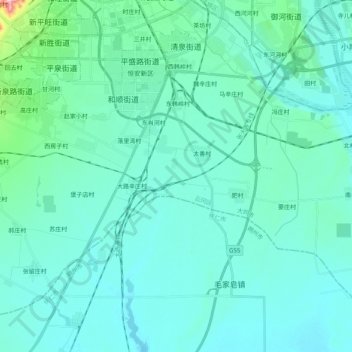 Carte topographique 西韩岭乡, altitude, relief