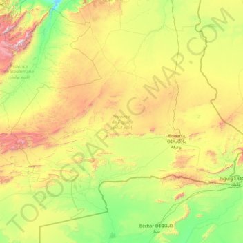 Carte topographique Province de Figuig, altitude, relief