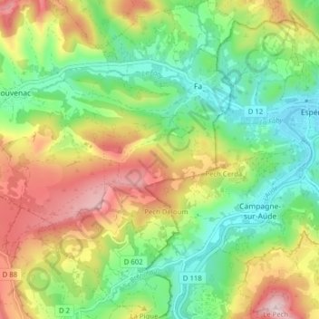 Carte topographique Fa, altitude, relief