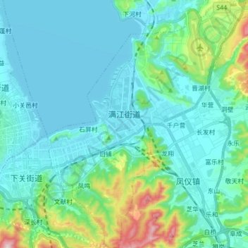 Carte topographique 满江街道, altitude, relief