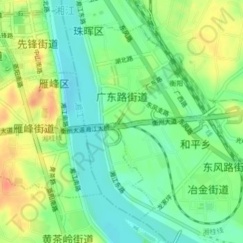 Carte topographique 广东路, altitude, relief