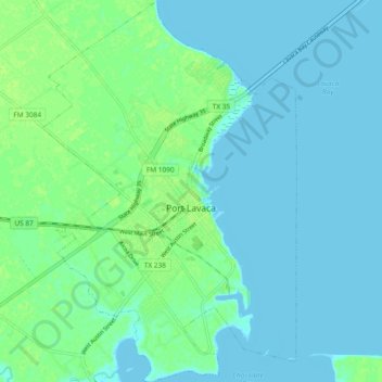 Carte topographique Port Lavaca, altitude, relief