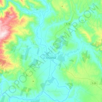 Carte topographique Cholchol, altitude, relief