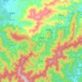 Carte topographique 长陔乡, altitude, relief