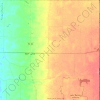 Carte topographique New Lyme Township, altitude, relief